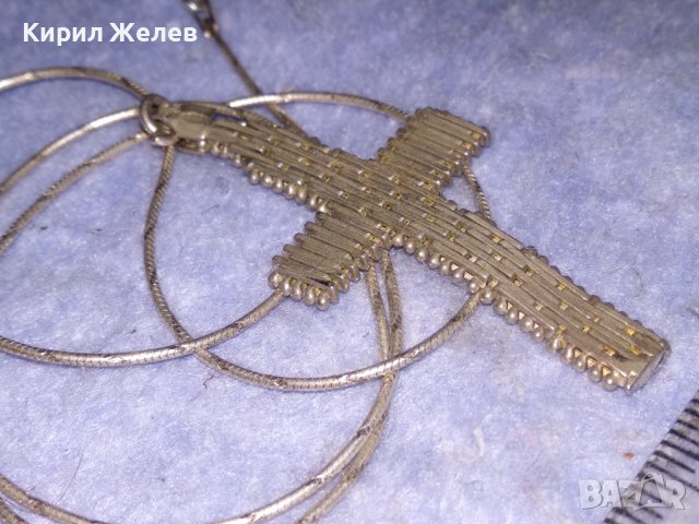ДЕБЕЛО ПОСРЕБРЕН СРЕБЪРЕН ВИНТИДЖ АРТ МОДЕЛ КРЪСТ с ПОСРЕБРЕНА ВЕРИЖКА и ПЕЧАТИ 925 / 30840, снимка 8 - Колиета, медальони, синджири - 40552645