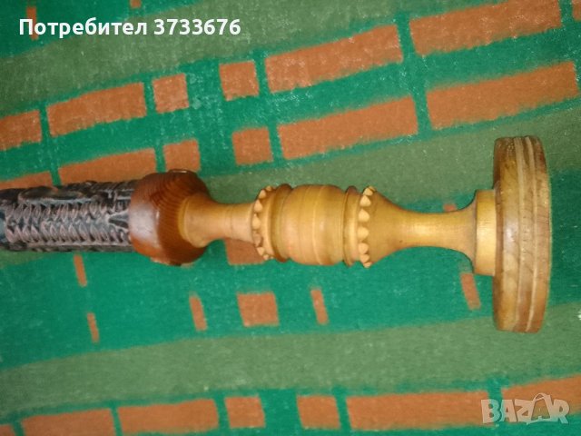 Уникален стругован дърворезбован свещник, снимка 1