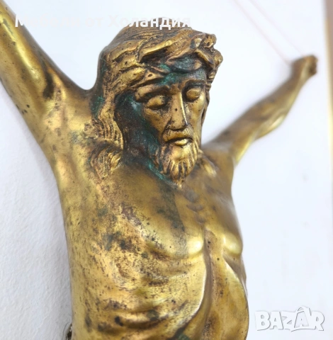 Голямо бронзово разпятие за стена, снимка 3 - Колекции - 53122526