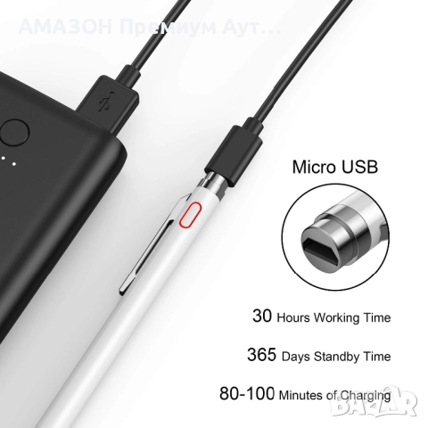 Lezun Универсален активен Stylus Pen с фин метален връх 1,5 мм, Android/IOS/Apple pencil , снимка 4 - Тъч скрийн за телефони - 51929019