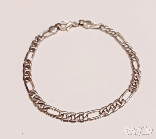 Сребърен синджир с плетка тип Олекотено Фигаро / Картие (Light Figaro), снимка 3 - Колиета, медальони, синджири - 52368143