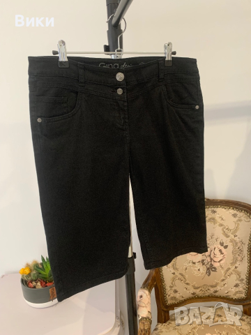 Черни дънки до коляното в размер М, снимка 8 - Къси панталони и бермуди - 44779474