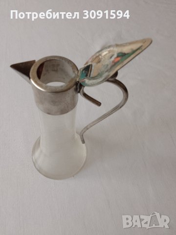 1930г АртДеко каничка метал стъкло 4метални чаши, снимка 6 - Антикварни и старинни предмети - 41046962