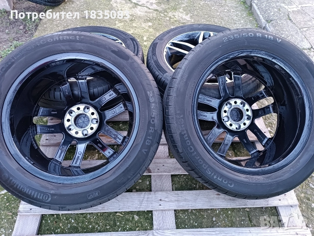 Лети джанти 18ки 5х112 Mercedes + летни гуми 235/50/18 Continental, снимка 9 - Гуми и джанти - 52593862