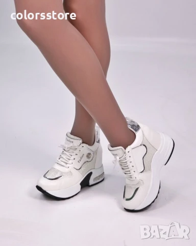 Кецове на платформа - бяла кожа - PA900 , снимка 2 - Кецове - 51155084