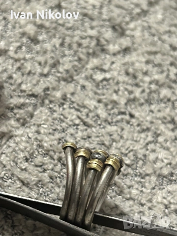 Дамски сребърен пръстен със златни елементи 750 проба, снимка 3 - Пръстени - 52931860