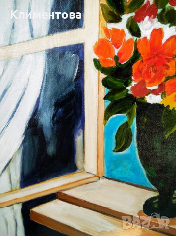 Натюрморт "Букет на прозорец", снимка 4 - Картини - 41409851