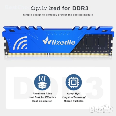 Wlizedle DDR3 8GB RAM комплект (2x4GB) 1600MHz CL11 U-DIMM, снимка 6 - RAM памет - 53700219