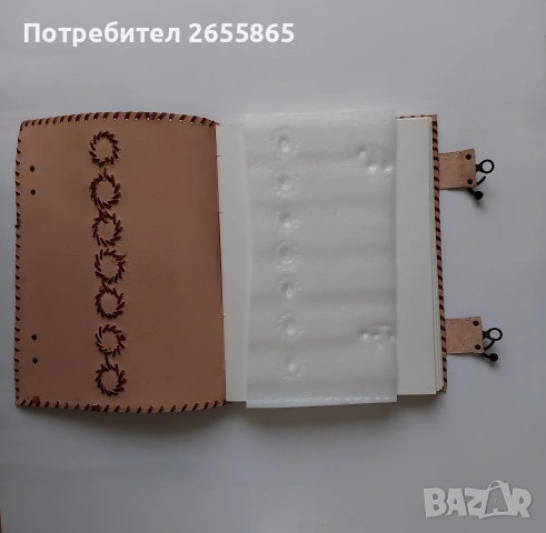 Кожен тефтер с инкрустация, снимка 4 - Други ценни предмети - 52679915