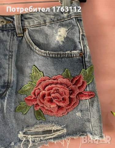 Zara деним дънкови панталонки, S размер , снимка 2 - Къси панталони и бермуди - 50461698