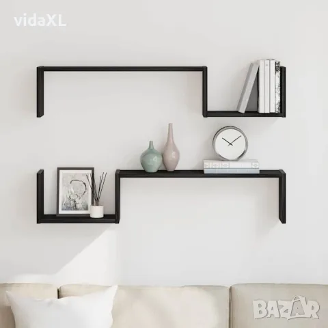 vidaXL Стенен рафт 2 бр. Черния дъб 100 x 15 x 20 см, снимка 2 - Етажерки - 56148324