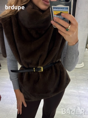 Дамски шал с висока яка от къс и много мек косъм , снимка 7 - Елеци - 52990362