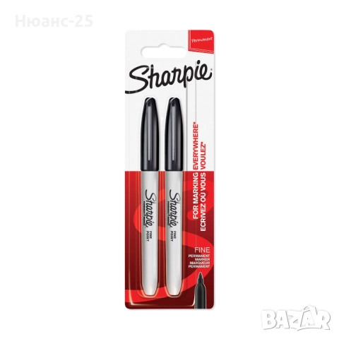 Перманентен маркер Sharpie, F, черен, 2 бр блистер