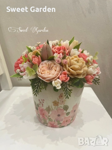 Аранжировки от ароматни сапунени цветя, снимка 6 - Изкуствени цветя - 53402237