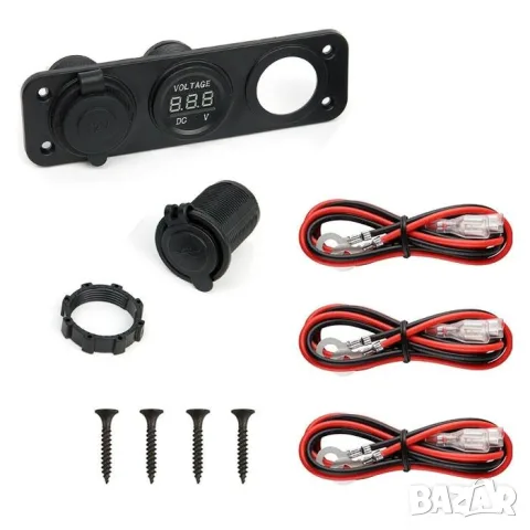 Панел 3 в 1 с волтметър два QC3.0 USB порта и 12V гнездо, снимка 2 - Аксесоари и консумативи - 55865457