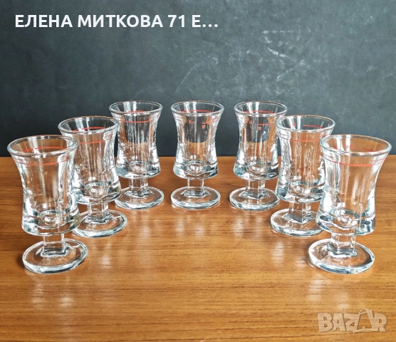 Комплект от 7 бр.масивни немски шотчета от кристално стъкло