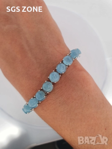 ГОЛЯМА СРЕБЪРНА ГРИВНА С АКВАМАРИН ИЛИ ЛУНЕН КАМЪК, снимка 2 - Гривни - 52401145