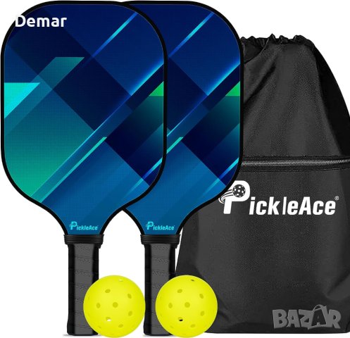 Pickleball Paddles Комплект от 2 PickleAce ракета - хилки, топчета фибростъкло, снимка 1 - Тенис - 41887485