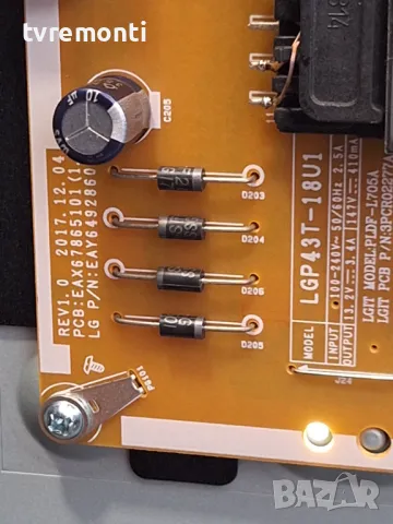 Power Supply Board LGP43T-18U1, EAX67865101, EAY64928601 for LG 43UK6750PLD for 43 inc DISPLAY  HC43, снимка 2 - Части и Платки - 47629305
