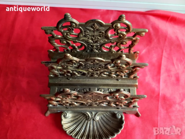 19 Век Стара Викторианска Бронзова Поставка за Писма, снимка 3 - Антикварни и старинни предмети - 51211428