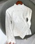 Нежна блузка плетиво с цветни камъчета S/M, снимка 1 - Блузи с дълъг ръкав и пуловери - 42474666