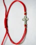 Гривна от червен конец и сребърно кръстче проба 925, снимка 5