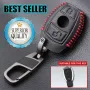 Луксозен кожен предпазен калъф за автомобилни ключове на Мерцедес Бенц от естествена кожа ключодържа, снимка 9
