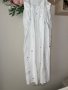 Нова дълга елегантна бяла рокля теменужки 100% памук , снимка 7