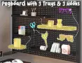 Ъглово геймърско бюро 120 × 80 см с контакти и перфорирано пано, снимка 7