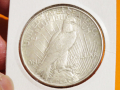 Много рядък голям сребърен  долар на мира, Peace dollar 1922 г.Philadelphia Mint сребро сребърен, снимка 4
