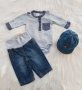 Дънки Tom Tailor и боди риза H&M и дънкова шапка за бебе 0-3 месеца, снимка 16