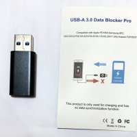 Data blocker USB-A против изтичане на данни при зареждане през USB порт, снимка 1 - USB кабели - 38773696