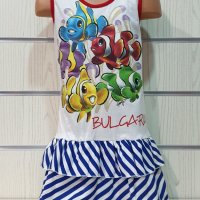 Нова детска моряшка рокличка с трансферен печат Рибки, снимка 1 - Детски рокли и поли - 29030115