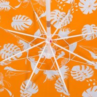 Плажен чадър, ветроустойчив, накланящ се, оранжев с шарка на листа UV ~50 - 2 м, снимка 3 - Други - 41360362