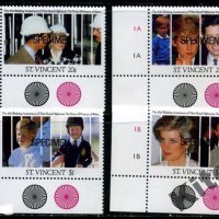 Чисти марки (4) образец Принц Чарлз и Лейди (принцеса) Даяна 1991 от Сейнт Винсент, снимка 1 - Филателия - 41691261