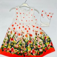 Свежа рокля на цветя с диадема Размери -116,122,128,134,140 Цена -35 лв, снимка 1 - Детски рокли и поли - 41616335
