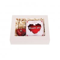 Kомплект "Обичам те" - огледало и метален катинар "Сърце" с шифър, снимка 1 - Декорация за дома - 39214548