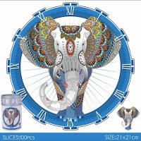Слон | Дървен пъзел часовник с части на животни / 9 модела, снимка 1 - Игри и пъзели - 39376434