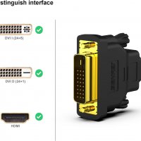 BENFEI DVI към HDMI двупосочен DVI(DVI-D) към HDMI мъжки към женски адаптер с позлатени конектори, снимка 5 - Кабели и адаптери - 40118248