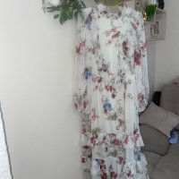 разкошна  нова дълга елегантна рокля  волани къдри Reaerved флорален нежен принт цветя, снимка 8 - Рокли - 42157211