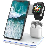 Безжично зарядно за телефон CANYON WS-302, 3in1 Wireless charger, Бял SS30258, снимка 1 - Безжични зарядни - 40064325