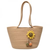 Плетена дамска чанта тип кошница Brown, снимка 5 - Чанти - 41477350