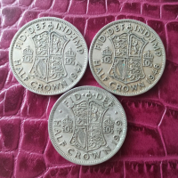 Три монети Половин Крона Великобритания, снимка 1 - Нумизматика и бонистика - 36180626