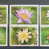 2006. Камбоджа ( Кампучия ) 1989 - “ Флора. Водни лилии. “, СТО, снимка 1 - Филателия - 44601032