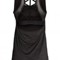Нов -35% H&M спортен потник с декоративен гръб S размер черен меланж, снимка 3 - Спортни екипи - 39812047