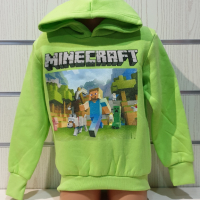 Нов детски суичър в зелен цвят с дигитален печат MINECRAFT, снимка 1 - Детски анцузи и суичери - 36353506