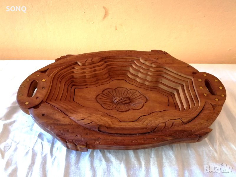 Прекрасна Стара Згъваема Дървена фруктиера, снимка 1