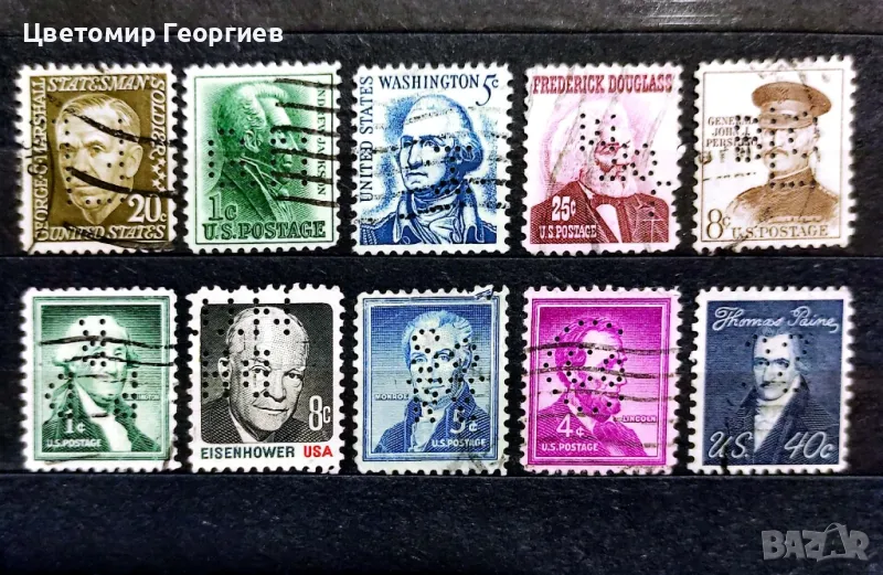Америка перфини 10 бр.марки, снимка 1