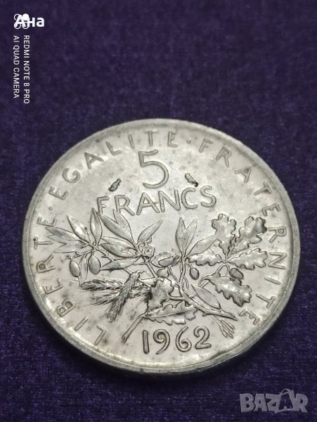 5 франка 1962 сребро УНК

, снимка 1