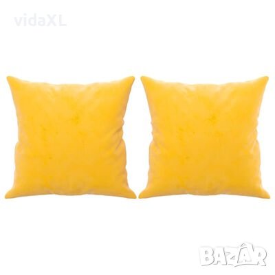 vidaXL Декоративни възглавници, 2 бр, Жълто , 40x40 см, кадифе(SKU:349491, снимка 1